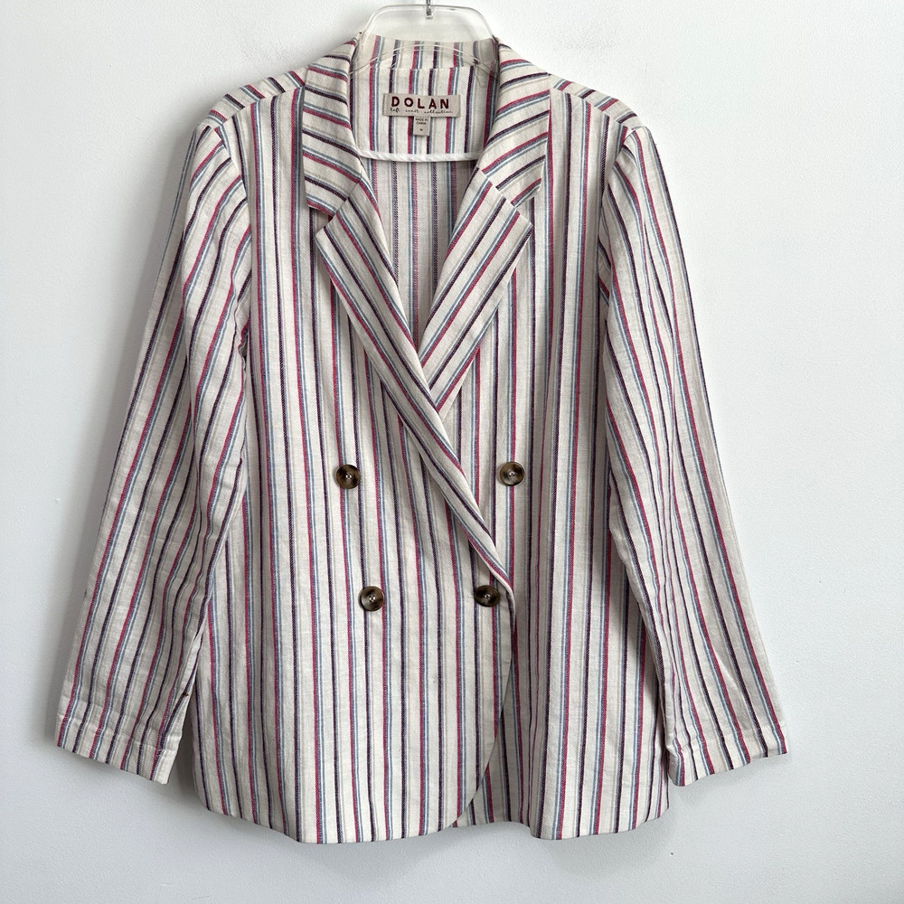 Anthropologie Dolan Anna Blazer M Double Breasted Linen Blend Summer Work Trendy